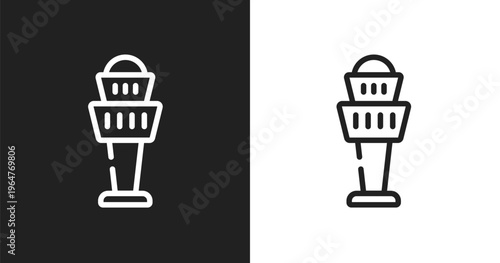 Airport control tower icon. Linear black, white icon from airport and travel collection. Outline airport control tower icon vector. Thin line symbol for use on web and mobile apps, logo, print