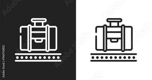 Baggage claim sign icon. Linear black, white icon from airport and travel collection. Outline baggage claim sign vector. Thin line symbol isolated on white and black background