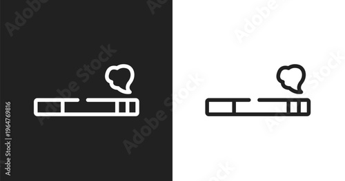 Smoking sign icon. Linear black, white icon from airport and travel collection. Outline smoking sign vector. Thin line symbol isolated on white and black background