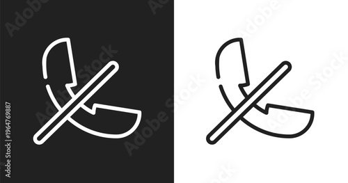 Phones not allowed icon. Linear black, white icon from airport and travel collection. Outline phones not allowed vector. Thin line symbol isolated on white and black background
