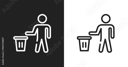 Use bin sign icon. Linear black, white icon from airport and travel collection. Outline use bin sign vector. Thin line symbol isolated on white and black background