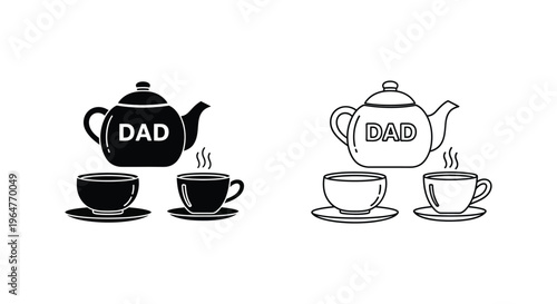 Dad tea time teapot cups fathers day Vector