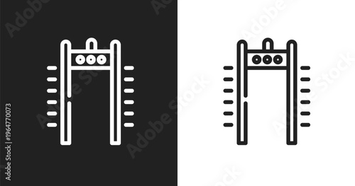 Airport security portal icon. Linear black, white icon from airport collection. Outline airport security portal vector. Thin line symbol isolated on white and black background
