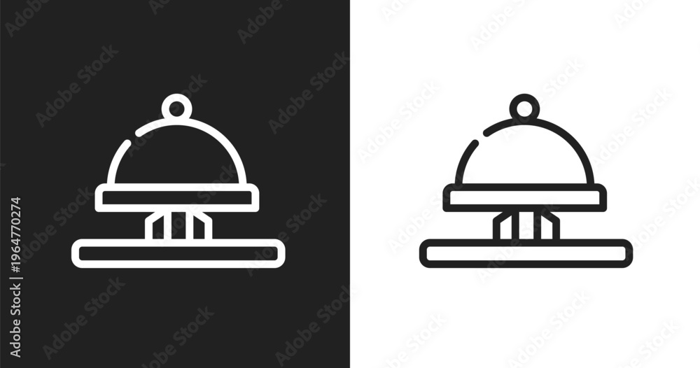 Fototapeta premium Hotel bell ringing icon. Linear black, white icon from holidays collection. Outline hotel bell ringing vector. Thin line symbol isolated on white and black background