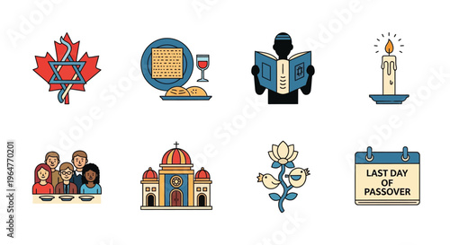 Passover symbols and traditions a colorful illustrated collection of icons