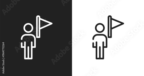 Tourist guide icon. Linear black, white icon from holidays collection. Outline tourist guide vector. Thin line symbol isolated on white and black background