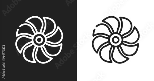 Ventilation symbol icon. Linear black, white icon from holidays collection. Outline ventilation symbol vector. Thin line symbol isolated on white and black background