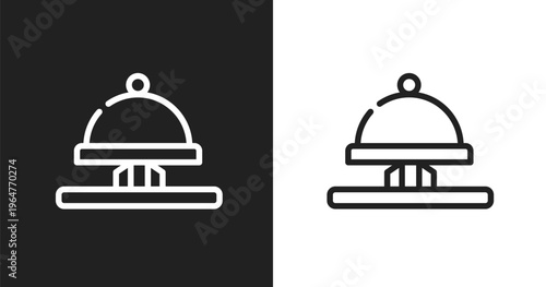 Hotel bell ringing icon. Linear black, white icon from holidays collection. Outline hotel bell ringing vector. Thin line symbol isolated on white and black background