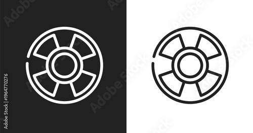 Life bouy icon. Linear black, white icon from travel fill collection. Outline life bouy vector. Thin line symbol isolated on white and black background