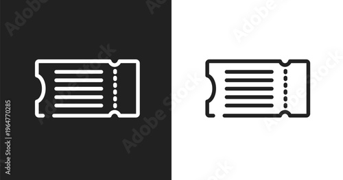 Fly ticket icon. Linear black, white icon from travel fill collection. Outline fly ticket vector. Thin line symbol isolated on white and black background