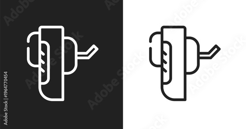 Breathalyzer icon. Linear black, white icon from travel accessories collection. Outline breathalyzer vector. Thin line symbol isolated on white and black background