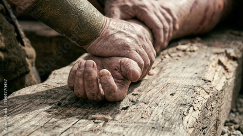 Jesus Christ Nailed to the Cross, Crucifixion Scene Detail, Good Friday