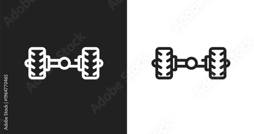 Axle icon. Linear black, white icon from car service collection. Outline axle vector. Thin line symbol isolated on white and black background