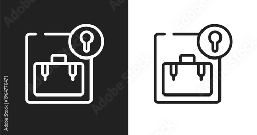 Left luggage icon. Linear black, white icon from train station collection. Outline left luggage vector. Thin line symbol isolated on white and black background