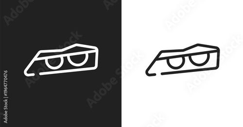Car lights icon. Linear black, white icon from car engine collection. Outline car lights vector. Thin line symbol isolated on white and black background