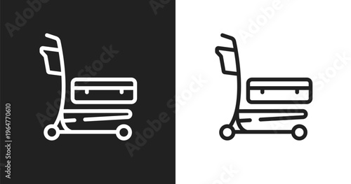 Airport cart icon. Linear black, white icon from airport collection. Outline airport cart vector. Thin line symbol isolated on white and black background