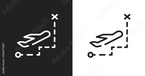 Direct flight icon. Linear black, white icon from airport collection. Outline direct flight vector. Thin line symbol isolated on white and black background