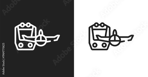 Miscellaneous icon. Linear black, white icon from transportation collection. Outline miscellaneous vector. Thin line symbol isolated on white and black background