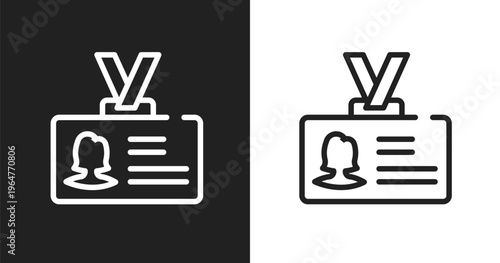 Identity card icon. Linear black, white icon from airport collection. Outline identity card vector. Thin line symbol isolated on white and black background
