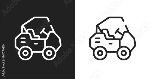All terrain icon. Linear black, white icon from transportation collection. Outline all terrain vector. Thin line symbol isolated on white and black background