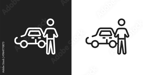 Authorized dealer icon. Linear black, white icon from motor show collection. Outline authorized dealer vector. Thin line symbol isolated on white and black background