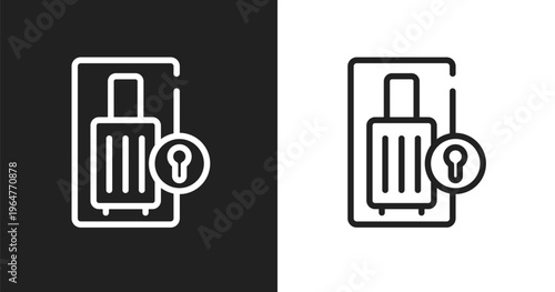Luggage locker icon. Linear black, white icon from airport collection. Outline luggage locker vector. Thin line symbol isolated on white and black background