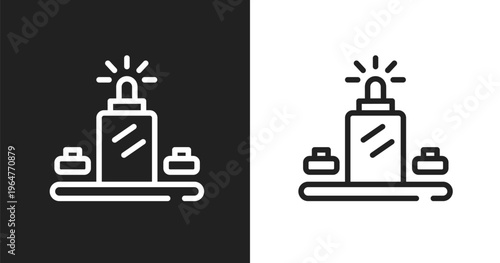 Luggage scan icon. Linear black, white icon from airport collection. Outline luggage scan vector. Thin line symbol isolated on white and black background