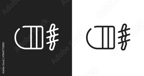 Fog lamp icon. Linear black, white icon from vehicles transport collection. Outline fog lamp vector. Thin line symbol isolated on white and black background