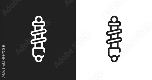 Shock absorber icon. Linear black, white icon from bike shop collection. Outline shock absorber vector. Thin line symbol isolated on white and black background