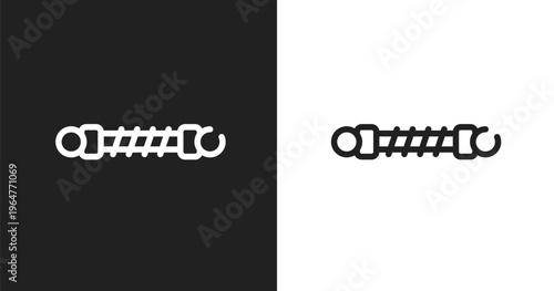 Damper icon. Linear black, white icon from car repair collection. Outline damper vector. Thin line symbol isolated on white and black background