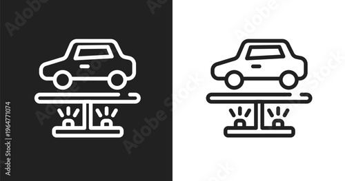 Undercarriage icon. Linear black, white icon from car wash collection. Outline undercarriage vector. Thin line symbol isolated on white and black background