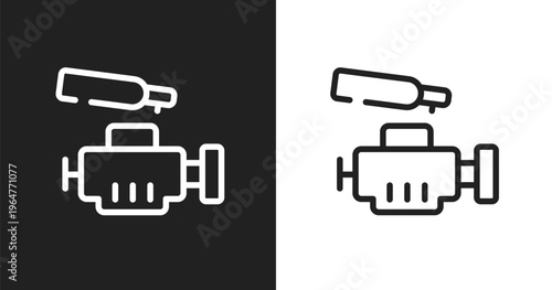Car engine icon. Linear black, white icon from car wash collection. Outline car engine vector. Thin line symbol isolated on white and black background
