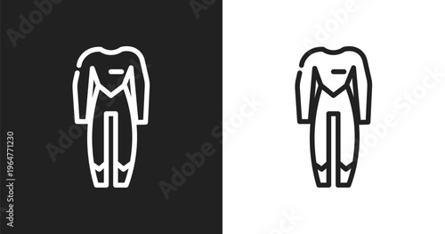 Wetsuit icon. Linear black, white icon from summer collection. Outline wetsuit vector. Thin line symbol isolated on white and black background