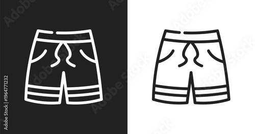Swimming trunks icon. Linear black, white icon from summer collection. Outline swimming trunks vector. Thin line symbol isolated on white and black background