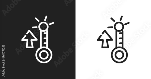 Summer temperature icon. Linear black, white icon from summer collection. Outline summer temperature vector. Thin line symbol isolated on white and black background