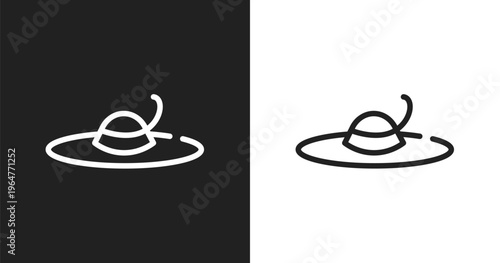 Summer hat icon. Linear black, white icon from summer collection. Outline summer hat vector. Thin line symbol isolated on white and black background