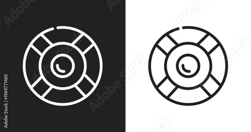 Rubber ring icon. Linear black, white icon from summer collection. Outline rubber ring vector. Thin line symbol isolated on white and black background
