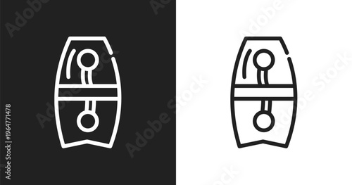 Bodyboard icon. Linear black, white icon from summer collection. Outline bodyboard vector. Thin line symbol isolated on white and black background