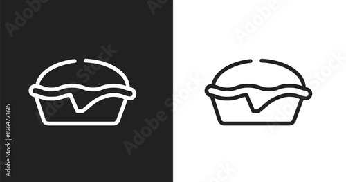 Pies icon. Linear black, white icon from fisherman collection. Outline pies vector. Thin line symbol isolated on white and black background