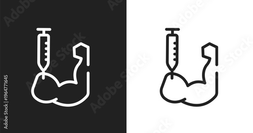 Steroids icon. Linear black, white icon from sports collection. Outline steroids vector. Thin line symbol isolated on white and black background