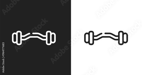 Ez bar icon. Linear black, white icon from gym collection. Outline ez bar vector. Thin line symbol isolated on white and black background
