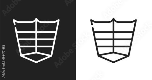 Abs icon. Linear black, white icon from gym collection. Outline abs vector. Thin line symbol isolated on white and black background