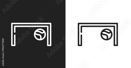 Football goal icon. Linear black, white icon from sports collection. Outline football goal vector. Thin line symbol isolated on white and black background