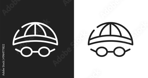 Swimming hat icon. Linear black, white icon from sports collection. Outline swimming hat vector. Thin line symbol isolated on white and black background