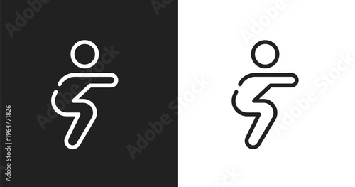Squats icon. Linear black, white icon from sports collection. Outline squats vector. Thin line symbol isolated on white and black background