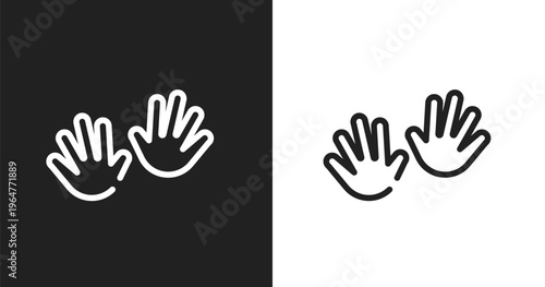 Hand signs icon. Linear black, white icon from basketball team collection. Outline hand signs vector. Thin line symbol isolated on white and black background
