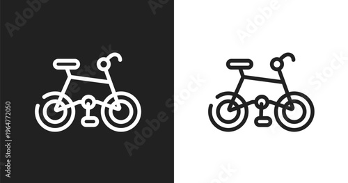 Mountain bike icon. Linear black, white icon from extreme sports collection. Outline mountain bike vector. Thin line symbol isolated on white and black background