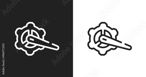 Crank arm icon. Linear black, white icon from bicycle collection. Outline crank arm vector. Thin line symbol isolated on white and black background