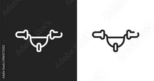 Handlebar icon. Linear black, white icon from bicycle collection. Outline handlebar vector. Thin line symbol isolated on white and black background