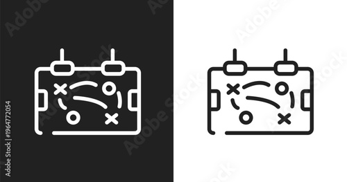 Tactic icon. Linear black, white icon from soccer collection. Outline tactic vector. Thin line symbol isolated on white and black background